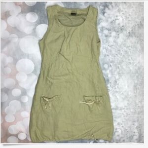 CoVelo Linen Dress Draw Strings Pockets Lagenlook